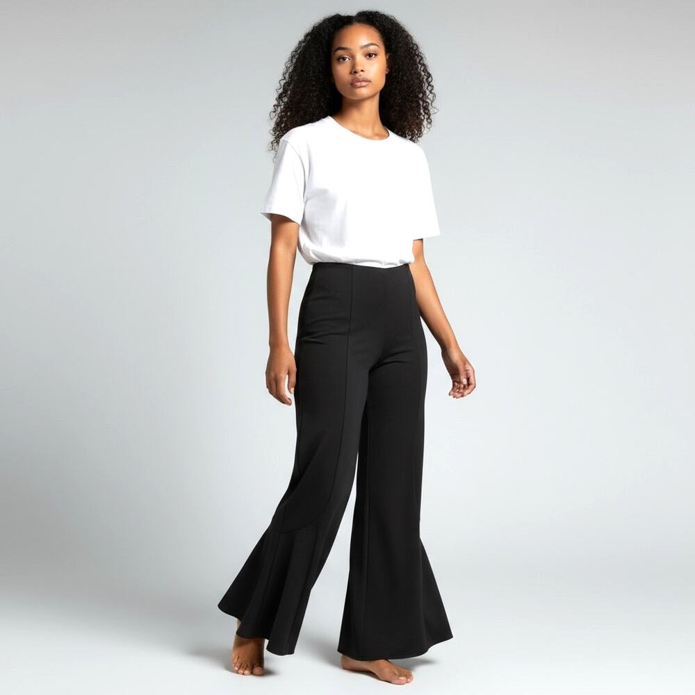 LYSS’E Women’s Black Wide Leg Bell Bottom Pants. XL WhimseyGoth Punk Unique